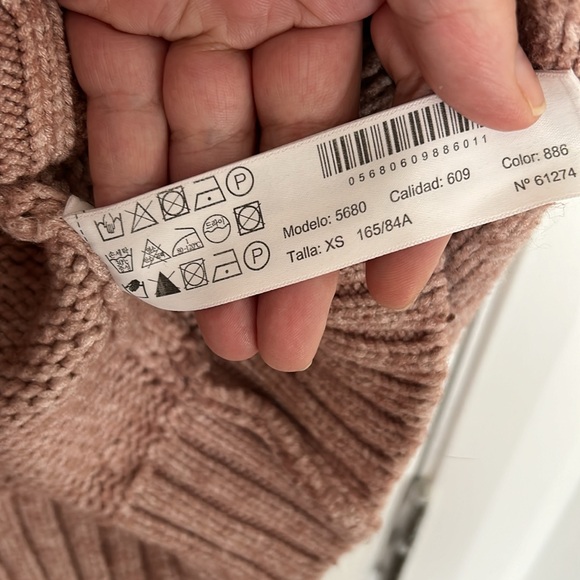 MASSIMO DUTTI - cable knit sweater italian yarn blend with polyamide peach XS - Picture 7 of 9